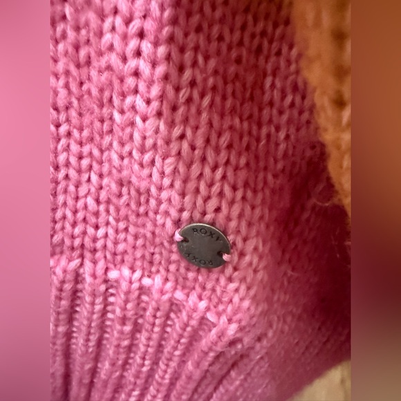 Roxy. Too Far Knit Colorblock stripped Sweater. Cream/orange/white/pink. Med. - Picture 9 of 12